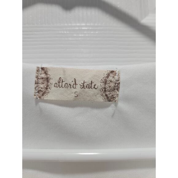 Altar'd State Puff Sleeve White Babydoll  Bohemian Tiered Dress Size S Key Hole - Picture 2 of 6